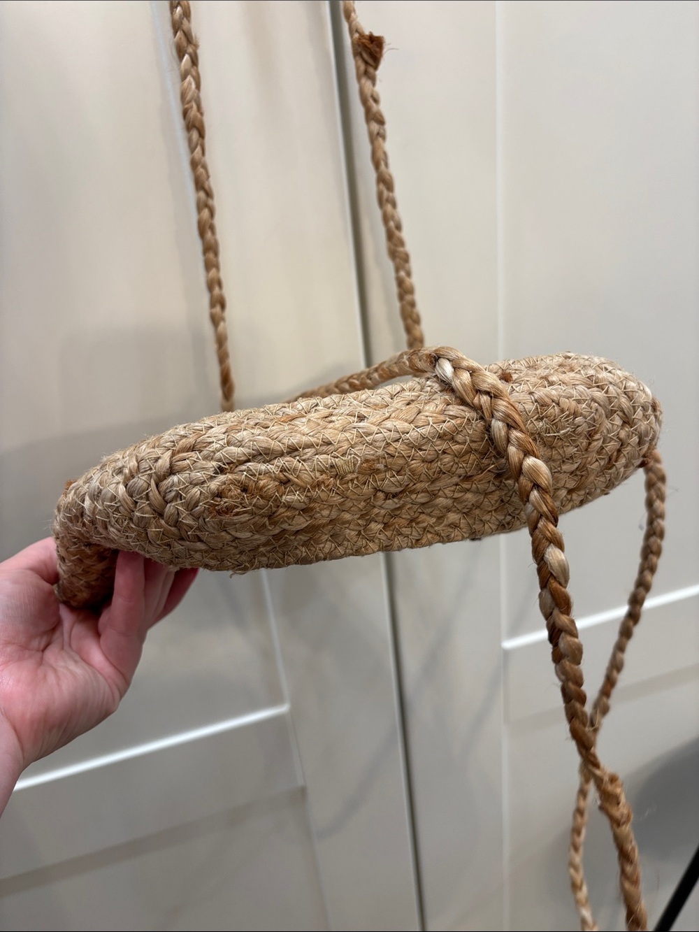 Woven Straw Tote Bag with Wooden Handle - Natural - Picture 6 of 7